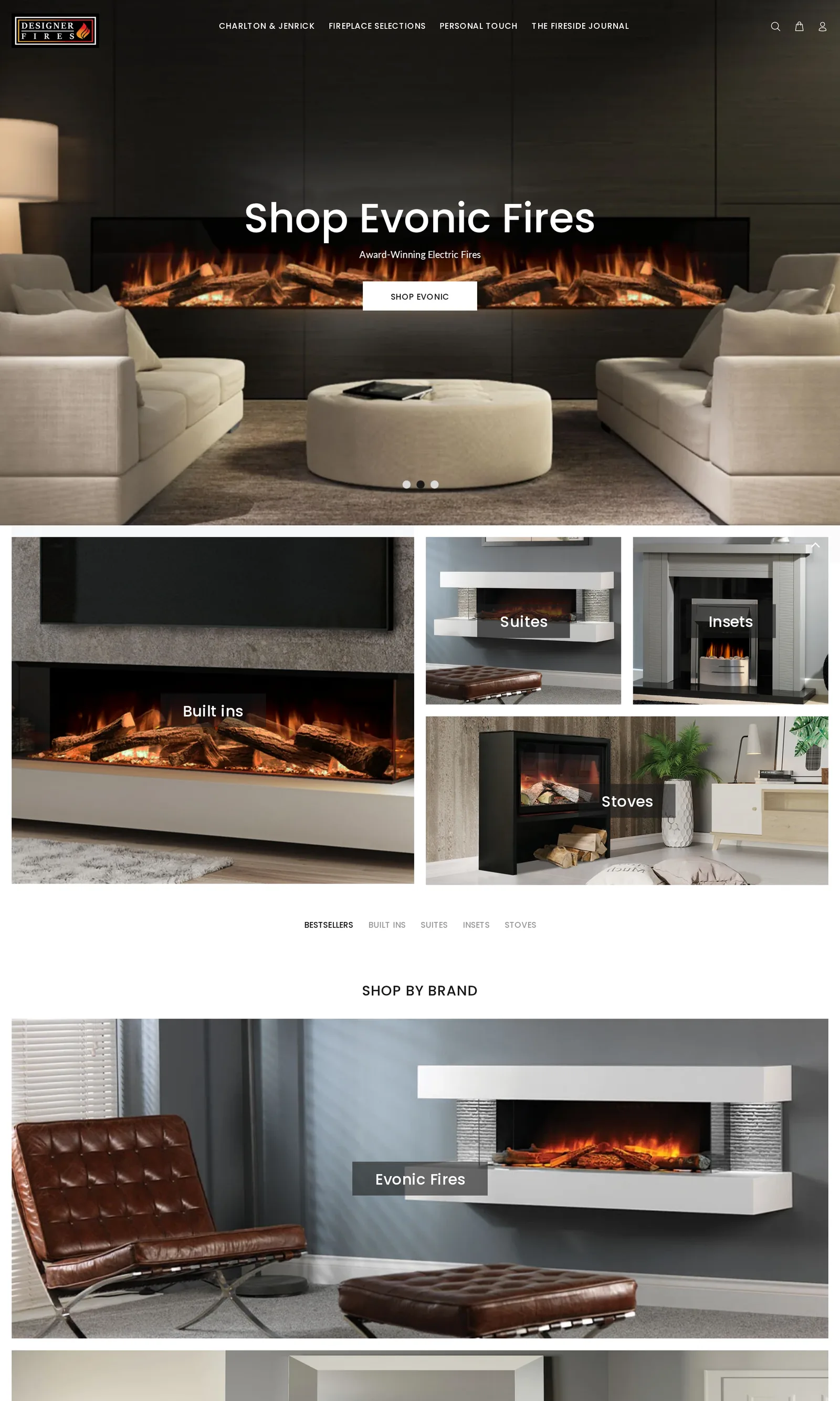 Designer Fires website homepage