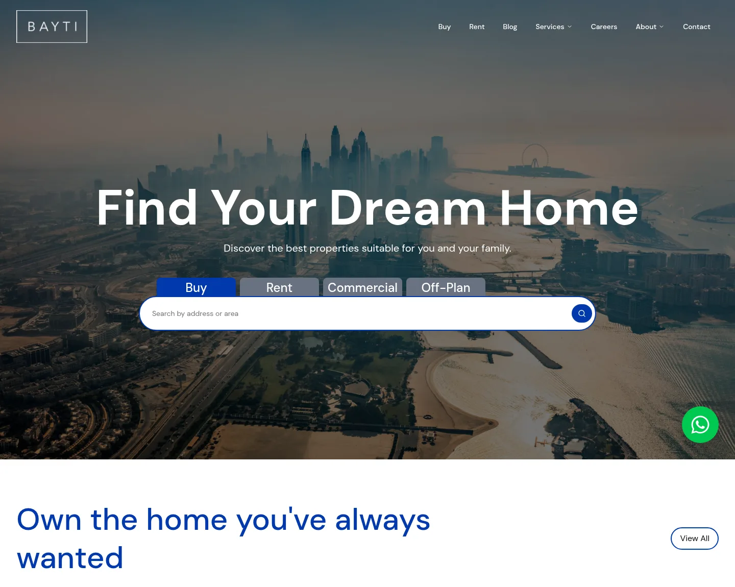 Bayti Real Estate website homepage