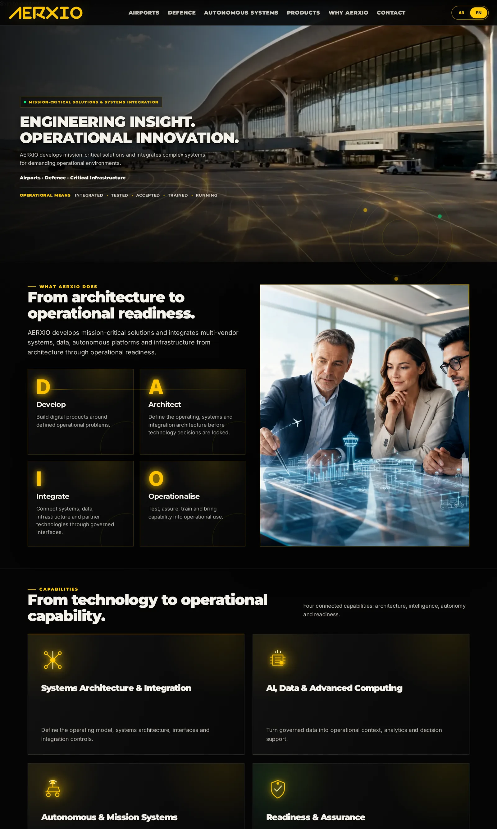 Aerxio website homepage