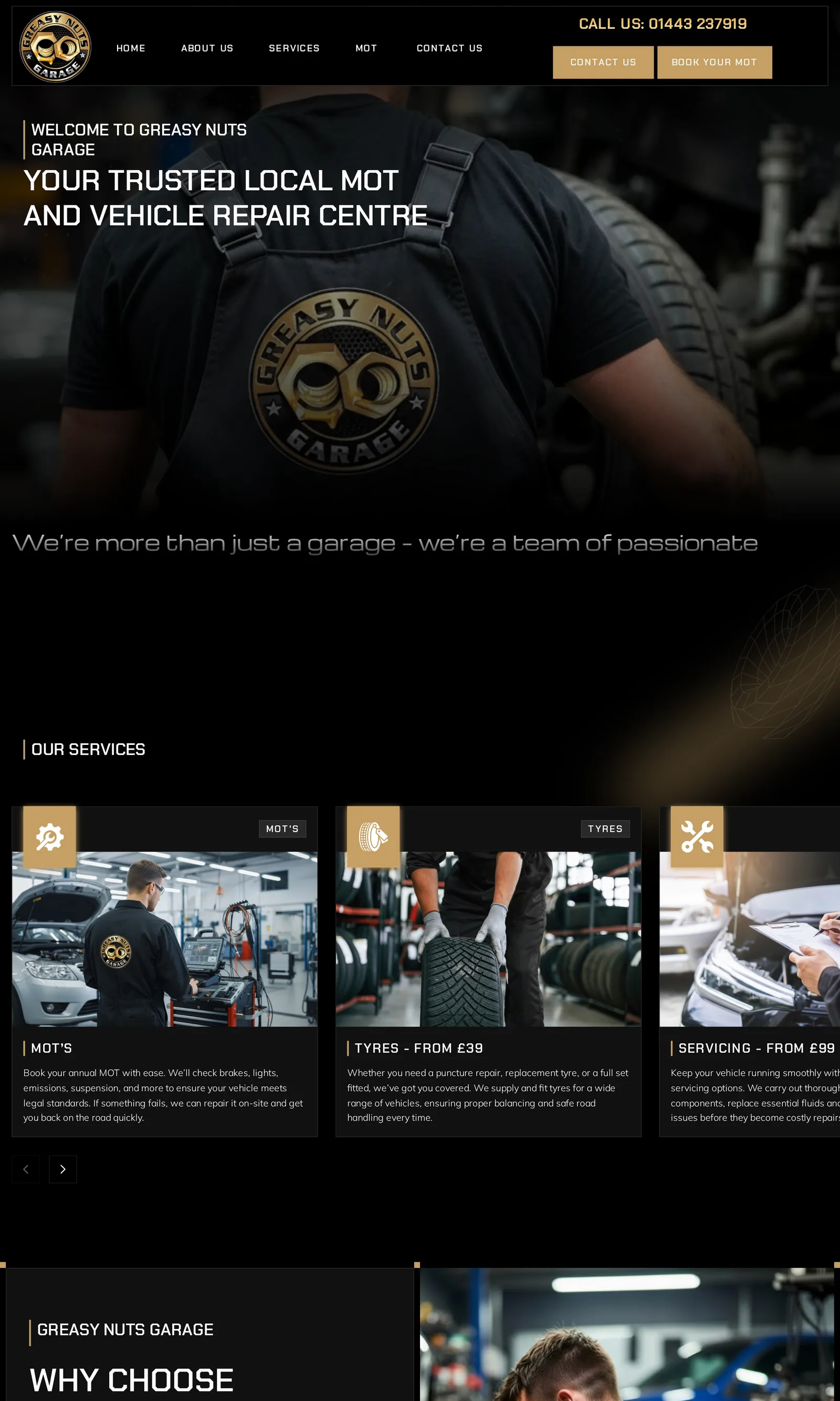 Greasy Nuts Garage website homepage
