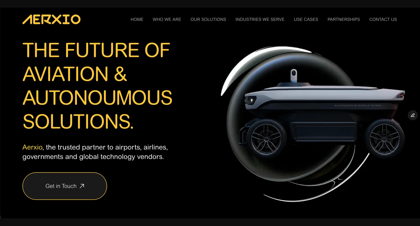 Aerxio website homepage