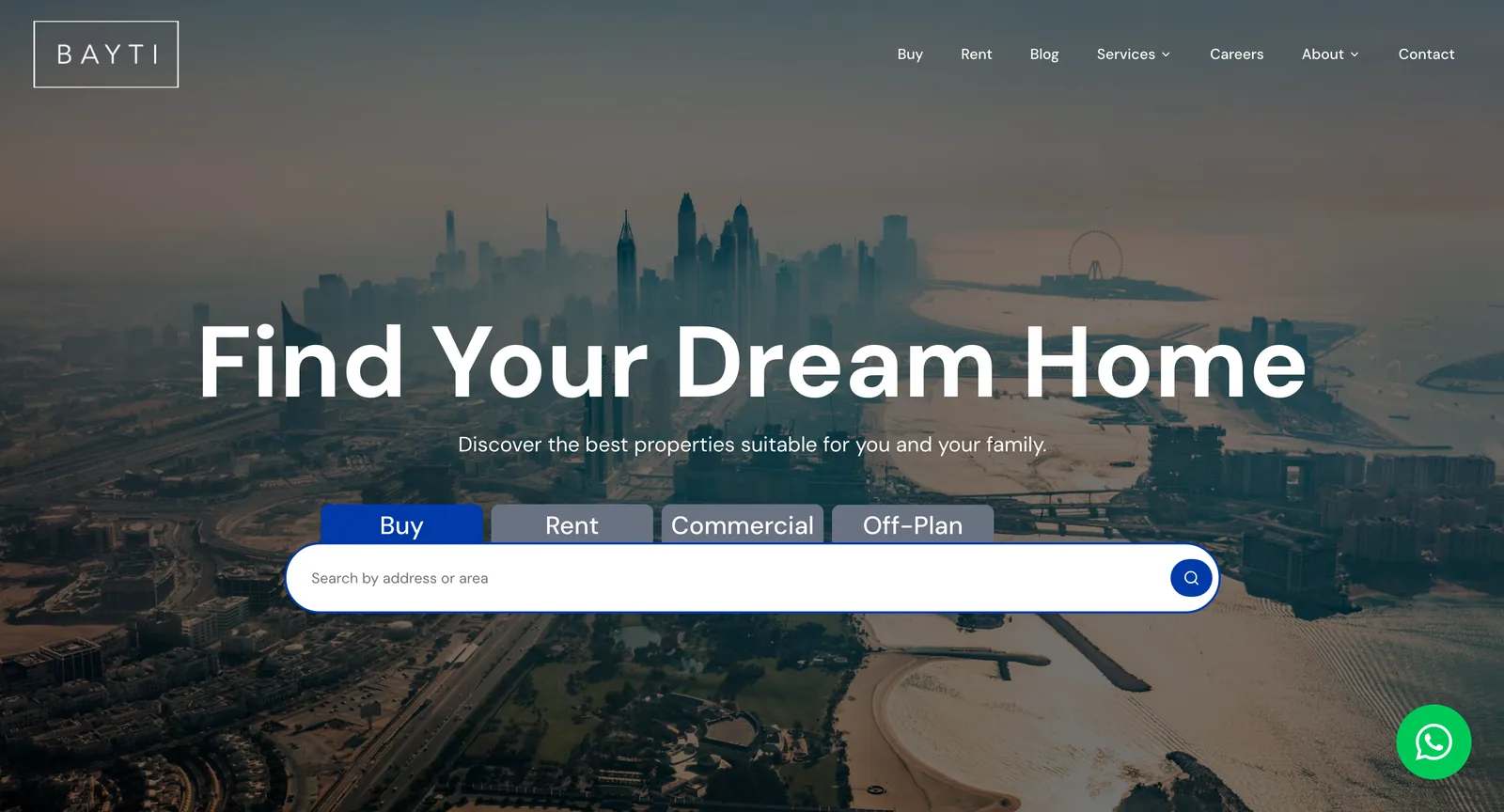Bayti Real Estate website homepage