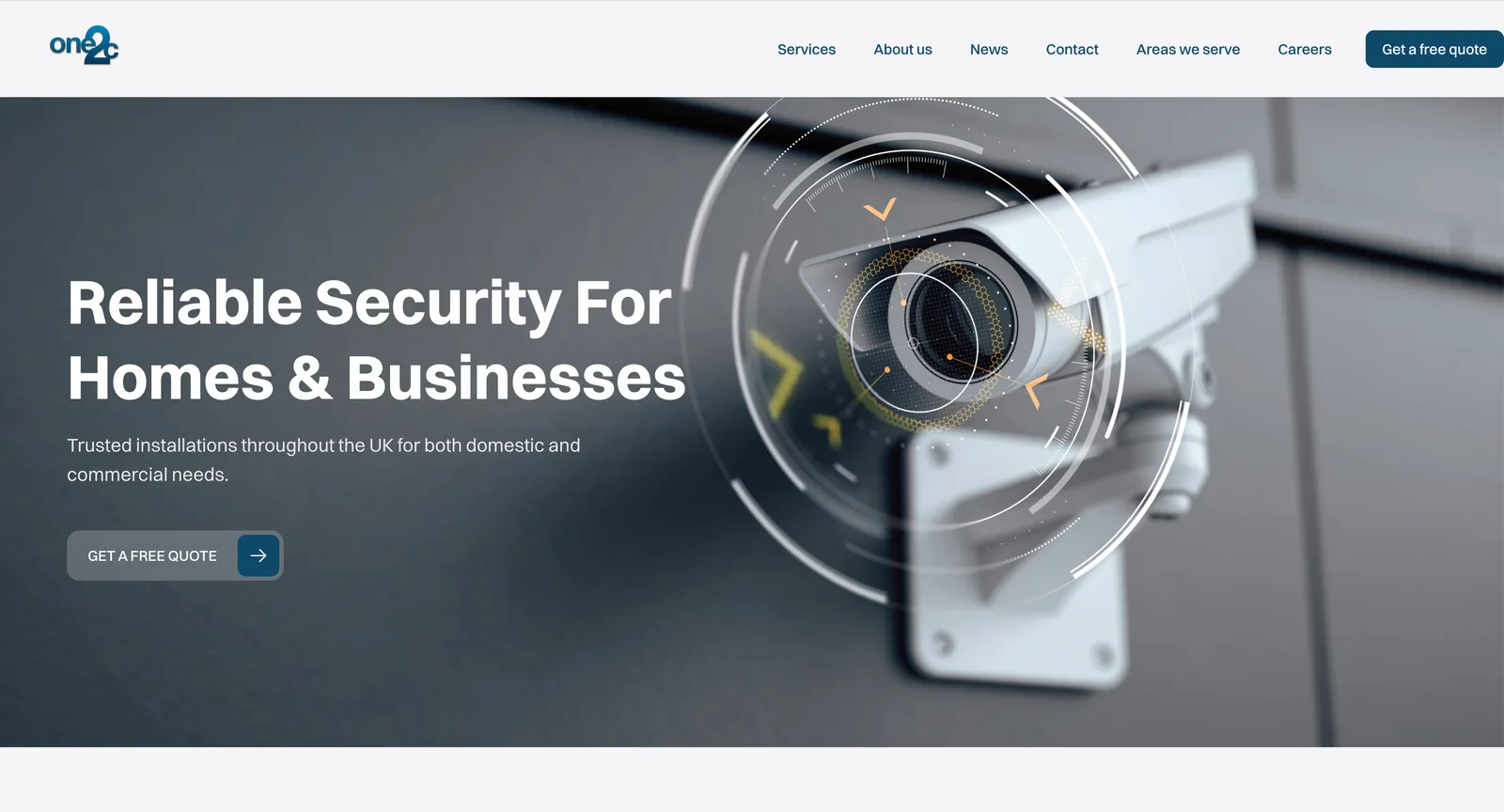 One2C security installations website homepage