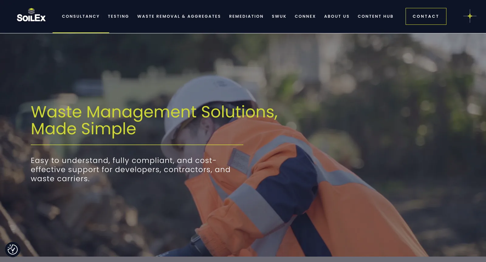 SoilEx waste management website homepage