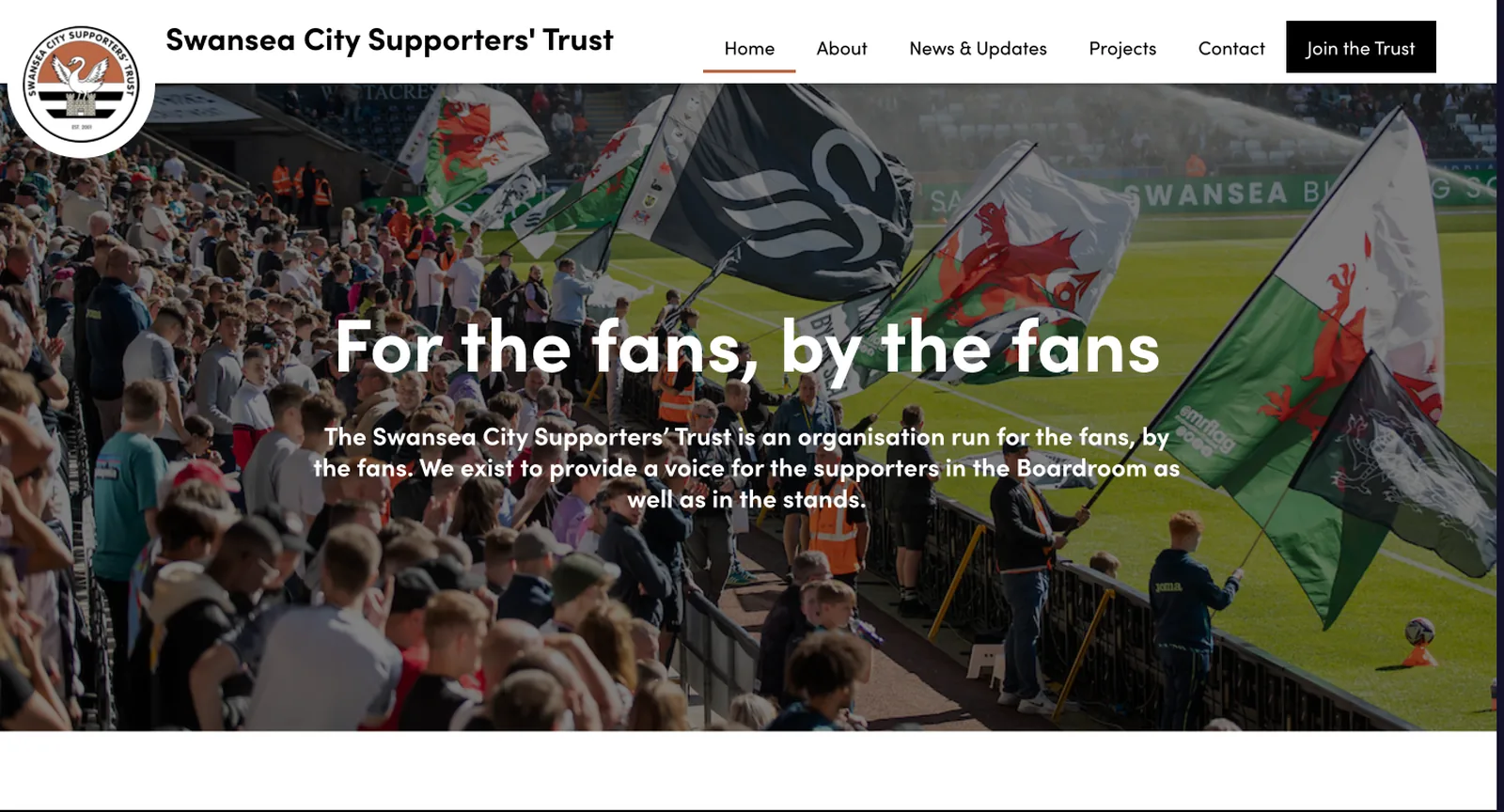 Swansea City Supporters Trust website homepage